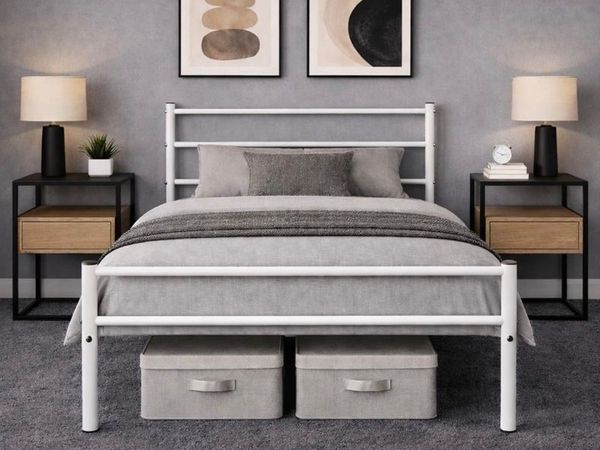 FREE White Metal Frame Single Bed, Unused Mattress & MORE - Main image