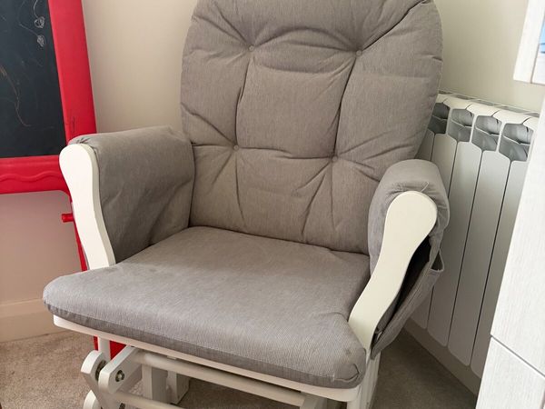 Babylo Brompton Glider & Footstool Grey suedette/W - Main image