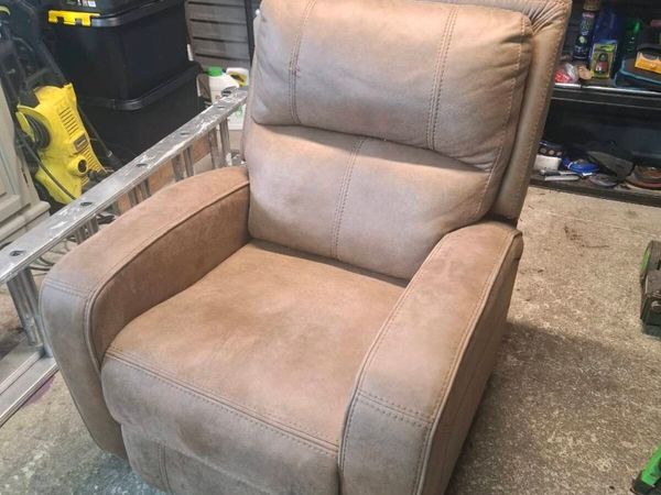 full suade brown beige recliner - Main image