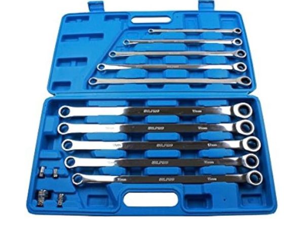 Brand New 10Pc Extra Long Ratchet Ring Spanners - Main image