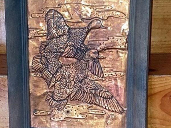Vintage Mid-Century Copper Relief Duck Wall Art - Main image