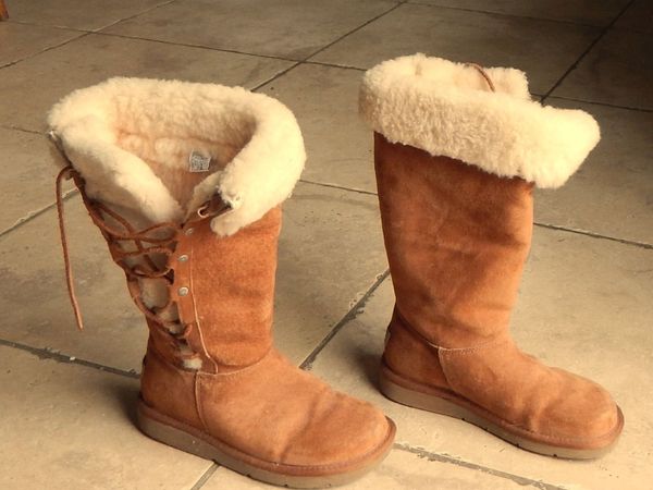 Pair of Ladies UGG brand Leather & Sheepskin Boots - Main image