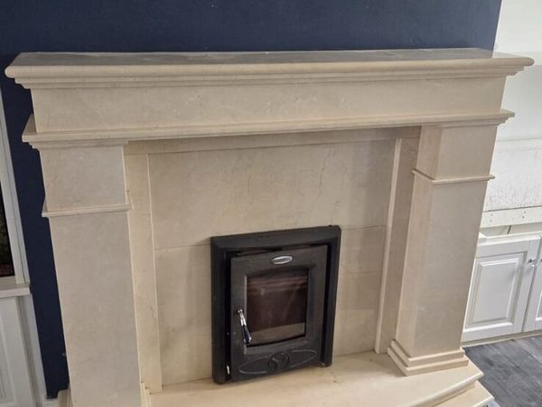 Marble fireplace & stanley insert stove - Main image