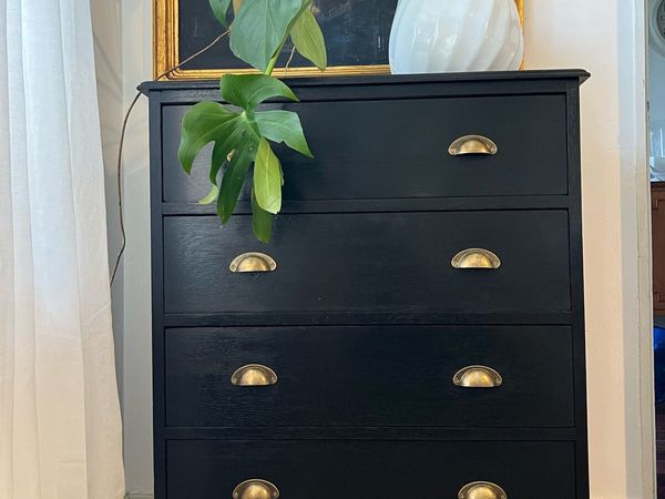 Ebonized antique oak chest of drawers - Main image