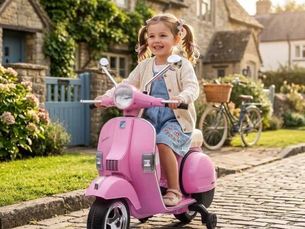12V Kids Electric Ride On Scooter Licensed Vespa - Main image