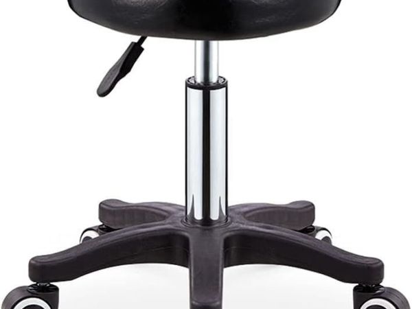 PU Leather Saddle Stool – Swivel Chair with Wheels - Main image