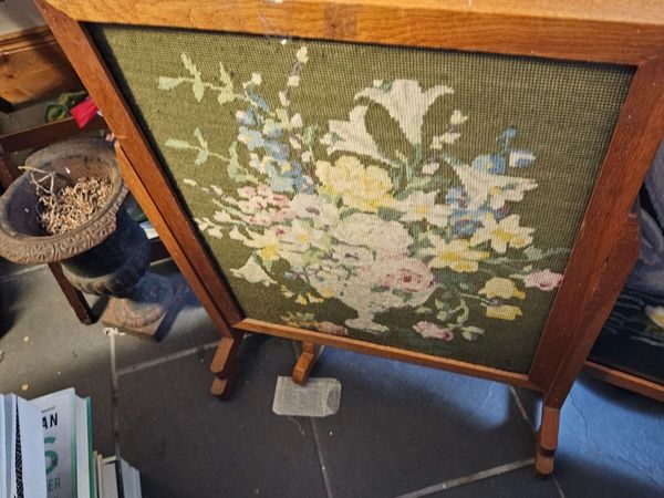 Vintage Retro Embroidered Fire Screen - Main image