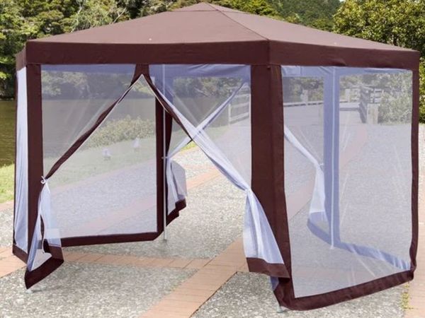 Garden Canopy Gazebo Brown Mosquito Net - Main image