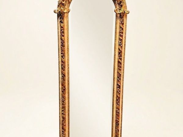 Tall & Narrow French Style Gilt Wood & Painted Freestanding Mirror - Main image