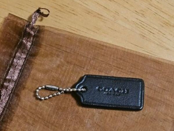 Coach Small Black/Brown Leather Bag Tag / / NEW - Main image