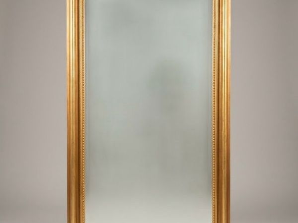 Tall Freestanding French Style Arched Giltwood Mirror - Main image