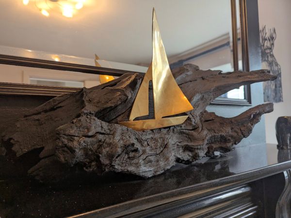 Galway Hooker Bog Oak Sculpture - Main image