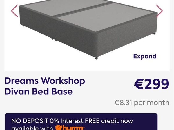 King size grey fabric divan base - Main image