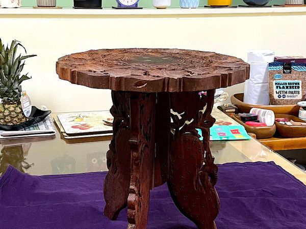 Wood carved folding stool - Main image