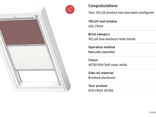 Brand new Velux duo blind - GGL FK04 - Main image