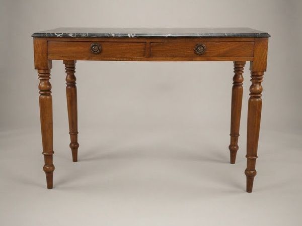 19th-Century Mahogany & Marble Top Side Table - Main image