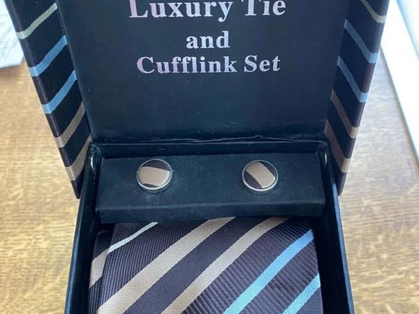 NEW Henri Ross Cufflinks and Tie Set in Box - Main image