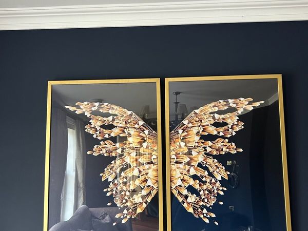 2 60x90cm butterfly framed pictures - Main image
