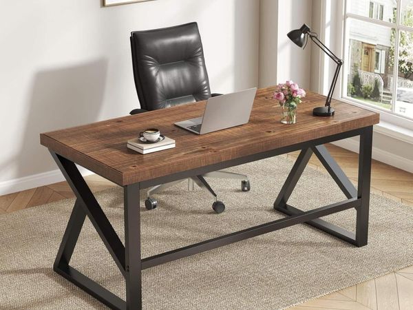 Wood Computer Desk Vintage Home Office - Main image
