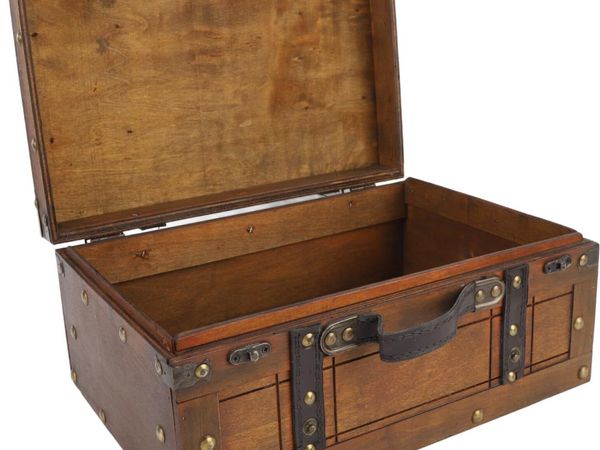 Distressed Wooden Chest Handbag Vintage Storage - Main image