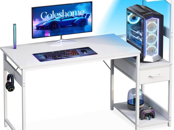 Gaming Desk with LED Carbon Fibre - Main image