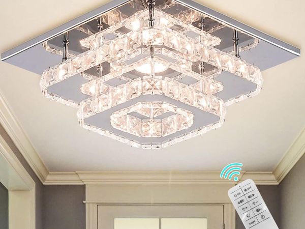 9.8" 2-Tier Square Flush Mount Chandelier Ceiling - Main image