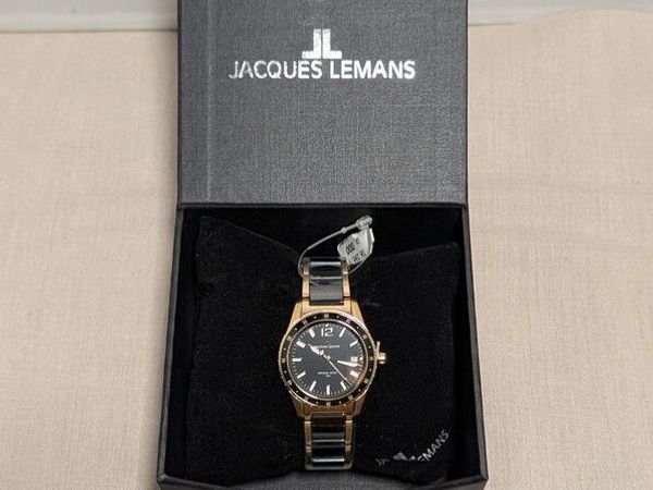 Brand New Jacques Lemans Ceramic Sport 100 Watch  Gold Black Ceramic (Unworn & Boxed) - Main image