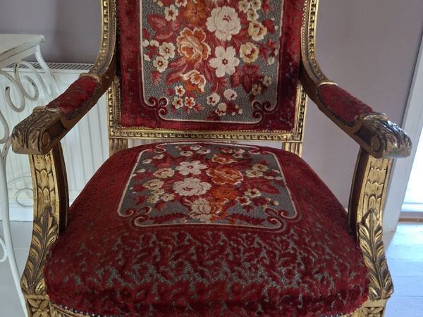 Pair vintage louis 16th style parlour chairs - Main image