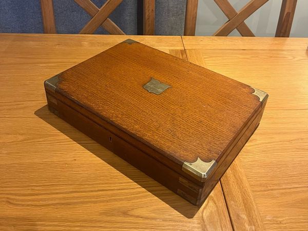 Antique Oak & Brass Box WW1 connection - Main image