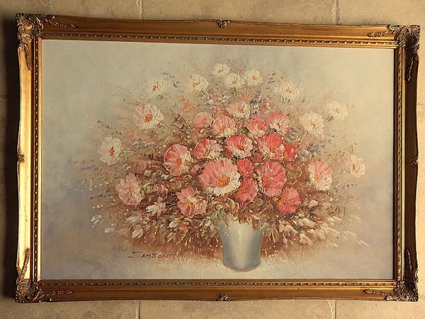 Large Signed Oil on Board in Ornate Wood Frame - Main image