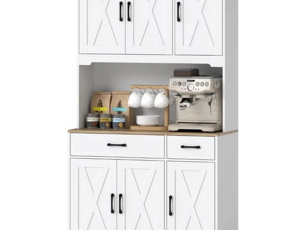 Kitchen Pantry with 6 Doors Countertop for Microwa - Main image
