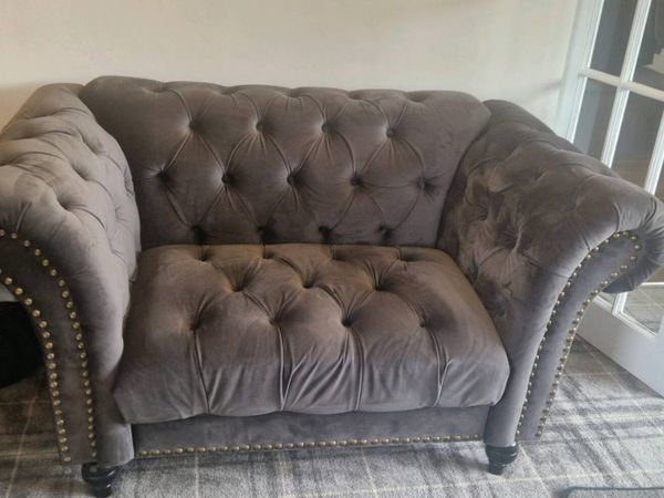 Mayfair Grey Velvet Fabric 1.5 Seater Sofa  - Used - Main image