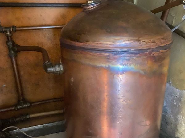 Solid Copper Hot Water Cylinder – Vintage/Salvage - Main image