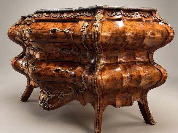 Magnificent French-Style Large Bombe Chest of Drawers w. Marble Top - Main image