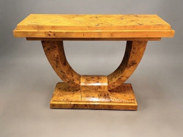 Art Deco Style Burl Walnut Console Table - Main image