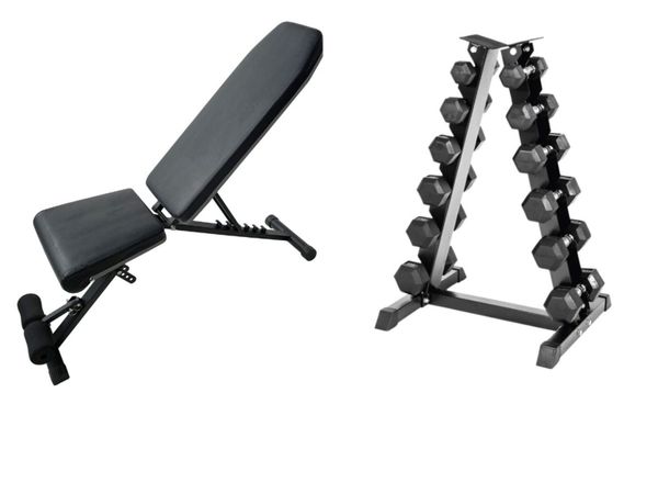105kg Hex Dummbell Set with Bench - Main image