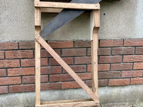 Vintage Pine wooden carpenter's saw  Horse, 2 saws - Main image