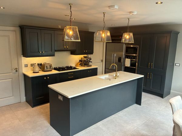 Luxury Painted Kitchen with Quartz Worktops & Isla - Main image