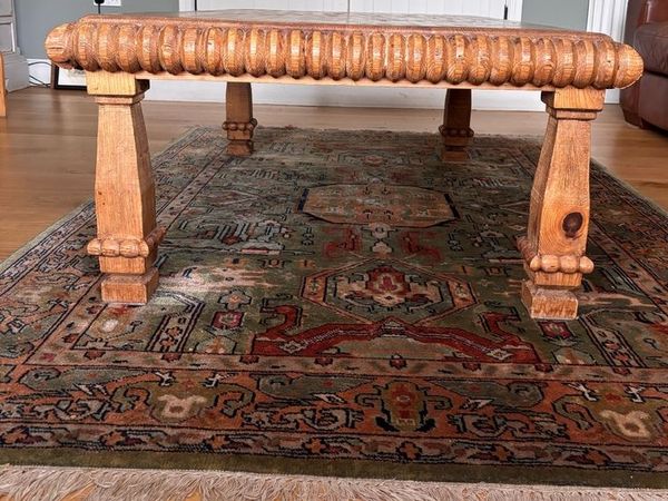 Solid Pine Rustic Carved Coffee Table - Main image
