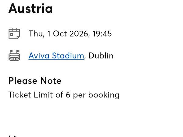 Ireland vs Austria tickets x4 - Main image