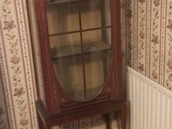 Vintage Tall Inlaid Mahogany China Display Cabinet - Main image
