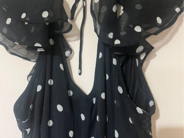 Dressy black and white spotty dress - Main image