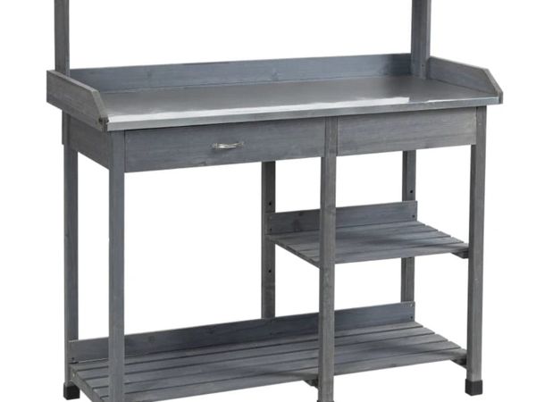 Garden Potting Table, Wooden Workstation Bench w/ - Main image
