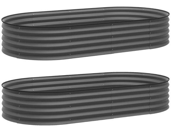 Set of Two 181 x 93cm Steel Planters - Dark Grey - Main image