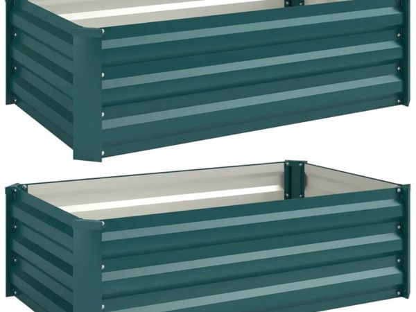 Set of Two 100 x 60cm Steel Planter Boxes -Green - Main image