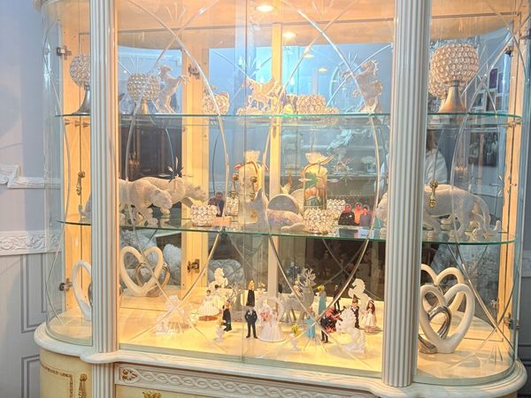 luxurious cream and gold Italian-style curved glas - Main image