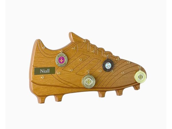 Football Boot Medal Display - FREE Engraving - Main image
