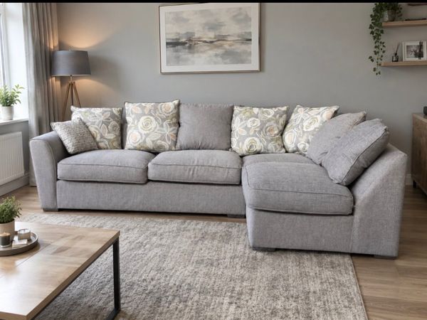 Harvey Norman l shaped grey corner sofa &footsto - Main image