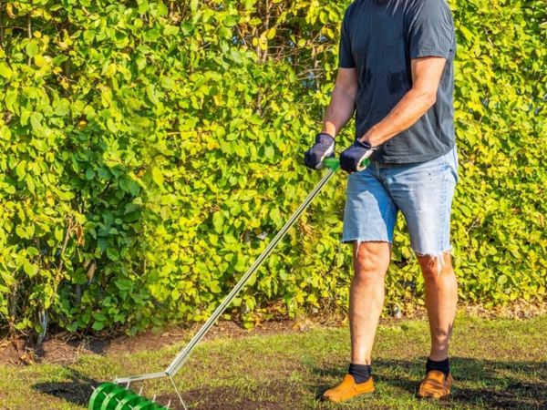 Rolling Lawn Aerator, Manual Grass Spike Roller, H - Main image