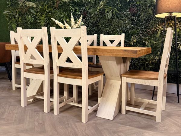 Savannah X oak dining table & 6 chairs - Main image